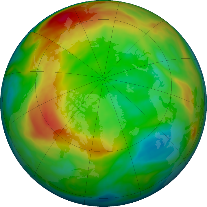 Arctic ozone map for 01 February 2022